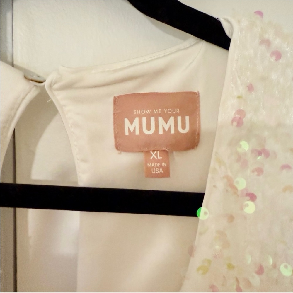 NEW Show Me Your MUMU white iridescent sequin romper bachelorette bridal party - Picture 5 of 5